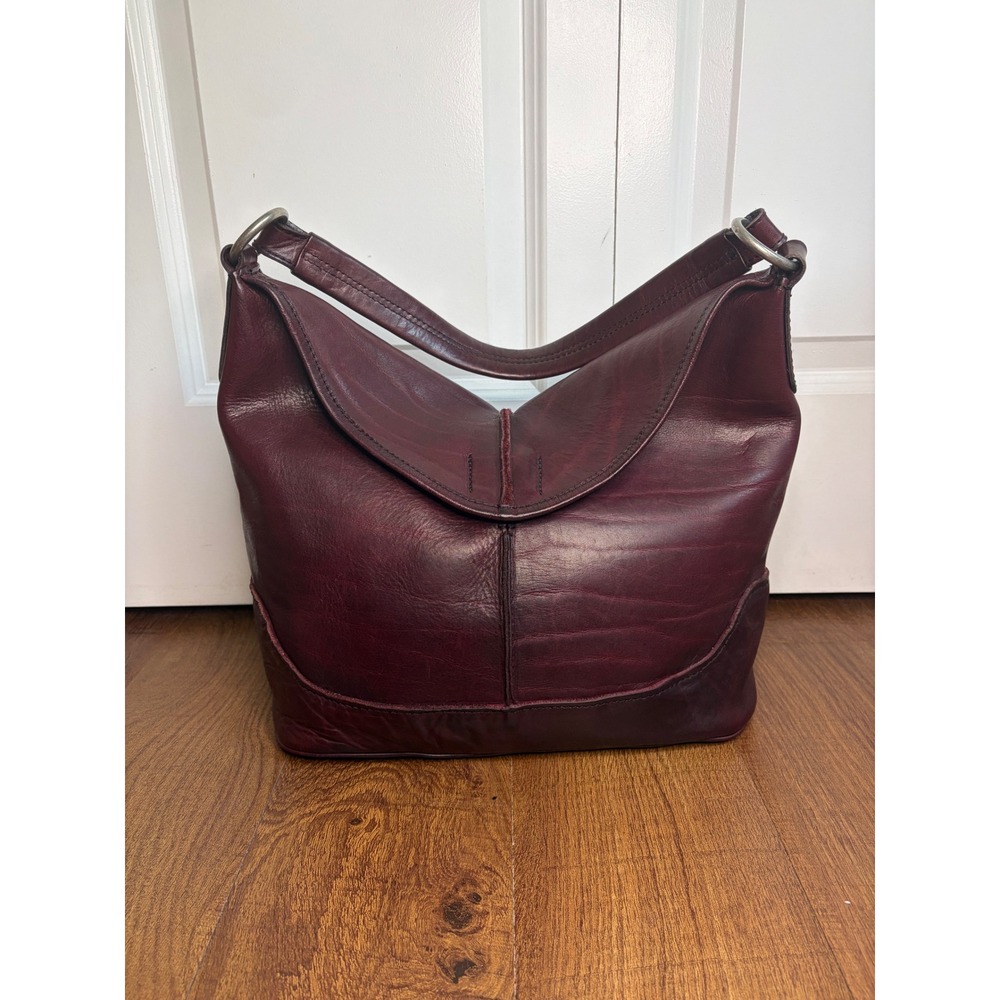 Frye Cara Hobo Bag Burgundy Oxblood Leather Slouch Shoulder Purse Boho Large